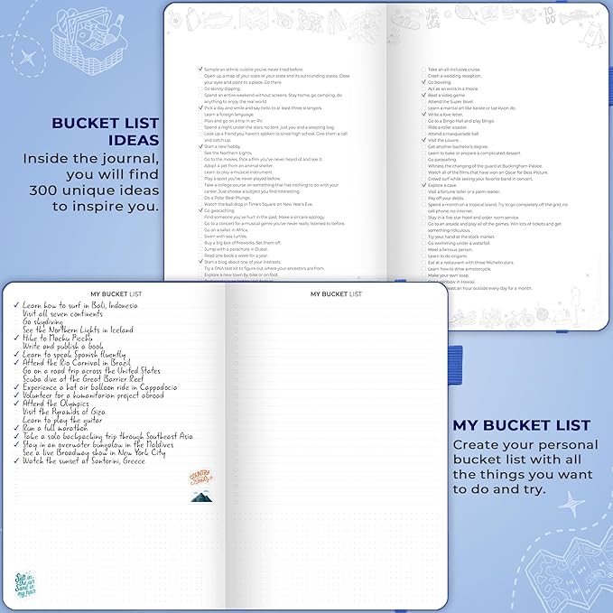 Clever Fox Bucket List Journal Large – Inspirational Book for Memories & Adventures – Motivational Bucket List Notebook for Couples, A4 (Mystic Blue)