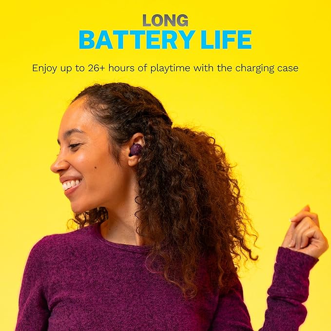 JLab Go Air Pop+ True Wireless Earbuds, in Ear Headphones, Bluetooth Earphones, 35H Playtime Ear Buds, Bluetooth Earbuds with Microphone, USB-C Charging Case, Dual Connect, EQ3 Sound, Violet