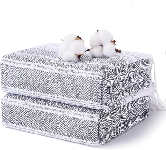 2 Packs Cotton Turkish Beach Towels Quick Dry Sand Free Oversized Pool Bath Swim Towel Extra Large Xl Big Blanket Adult Travel Essentials Cruise Accessories Must Haves Clearance Vacation Stuff
