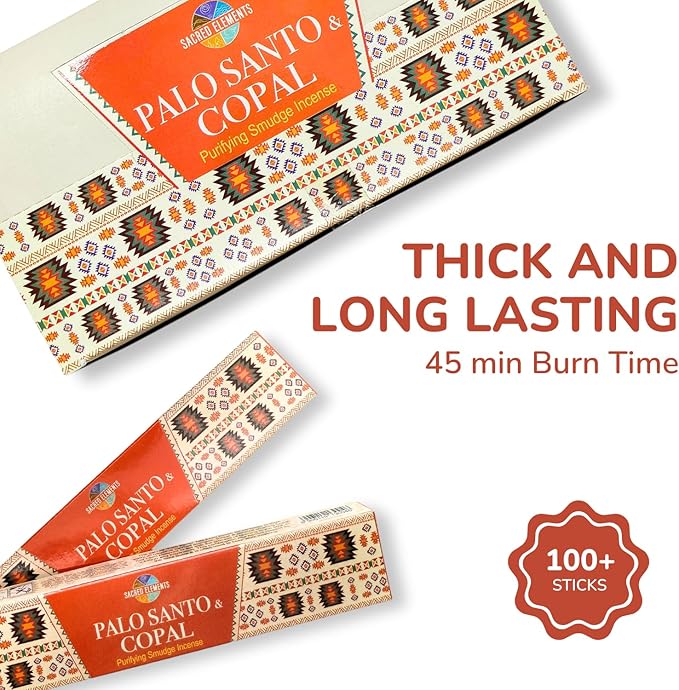 Sacred Elements Palo Santo & Copal Incense Sticks – 12 Pack | Natural Holy Palo Santo for Cleansing, Meditation, Smudging & Aromatherapy | Premium Copal Resin Blend | Long-Lasting Fragrance