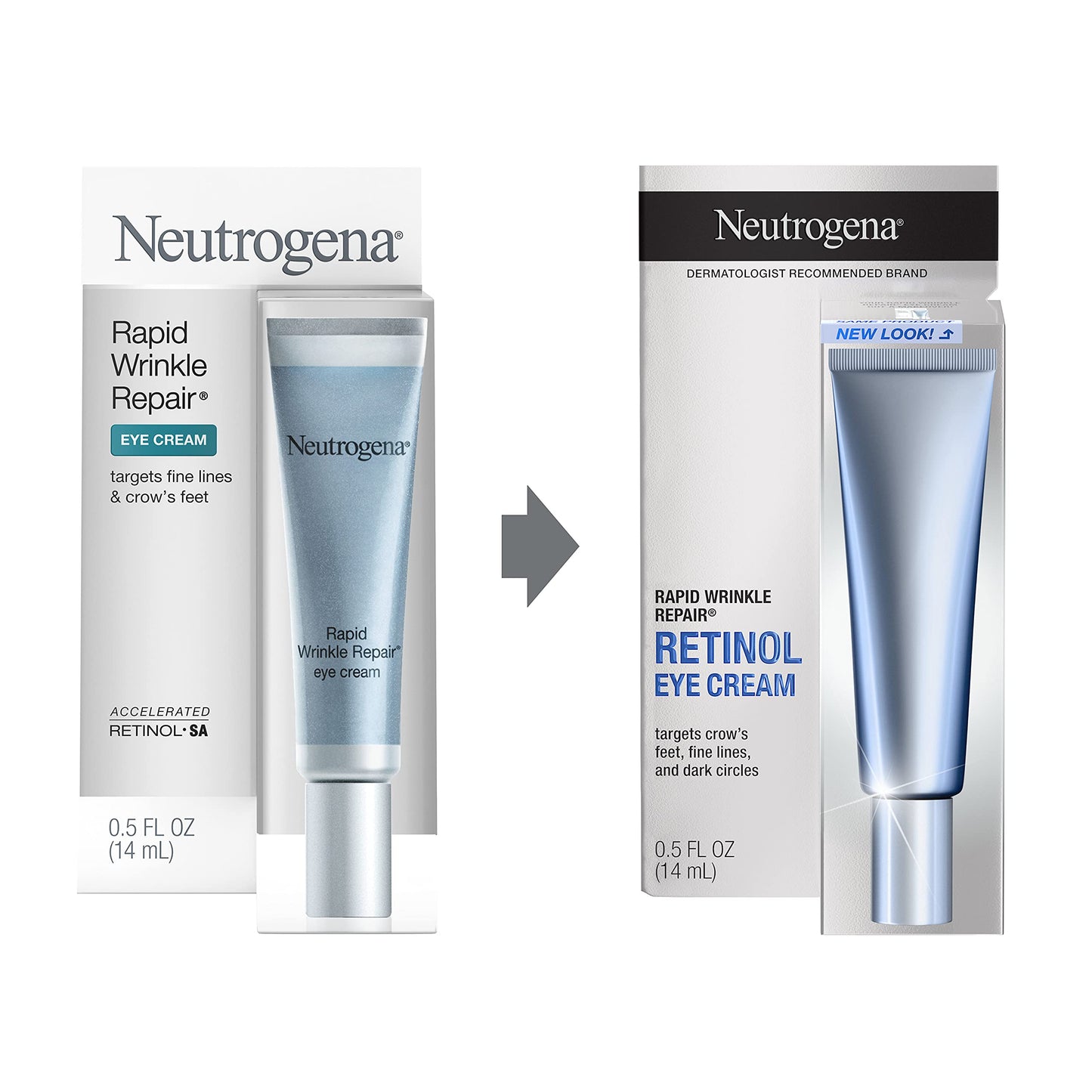 Neutrogena Rapid Wrinkle Repair Retinol Anti-Wrinkle Eye Cream for Dark Circles, Daily Eye Wrinkle Cream with Hyaluronic Acid & Retinol, Paraben-Free, 0.5 fl. oz