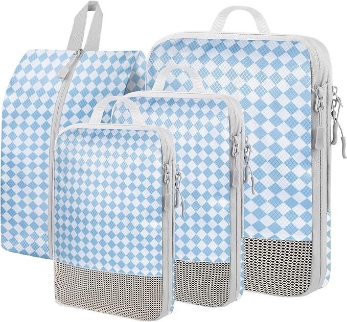 4-Piece Packing Cube Set - Lightweight Luggage Organizers for Travel, Vacation and Suitcases - Durable Accessories with Compression