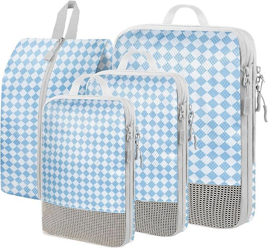 4-Piece Packing Cube Set - Lightweight Luggage Organizers for Travel, Vacation and Suitcases - Durable Accessories with Compression