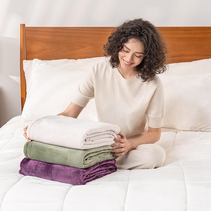 Berkshire Blanket Classic VelvetLoft® Solid Throw Blanket, Lightweight Soft Fuzzy Plush Throw Blanket for Bed and Couch, Eggplant Purple, 50x60 Inches