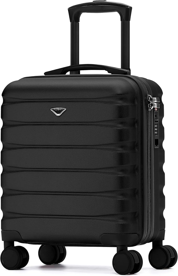 Carry On Suitcase Hardside Built In TSA Lock & USB Port Silent Double Spinner Wheels Maximum Underseat Carry-On Bag For American & United Approved Airlines( 18x14x8" ,Black )