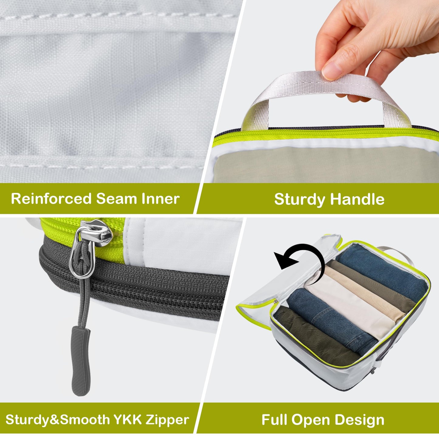 Cipway Mesh Compression Packing Cubes, Ultralight See Through Luggage Organizer Bags, Travel Essentials for Carry on Suitcase（3 Pcs,White）