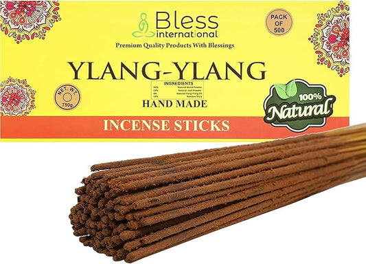 Bless-YLANG-YLANG 100%-Natural-Handmade-Hand-Dipped-Incense-Sticks Organic-Chemicals-Charcoal-Free Purification-Relaxation-Positivity-Yoga-Meditation Best-Woods-Scent (500 Sticks(26 OZ))