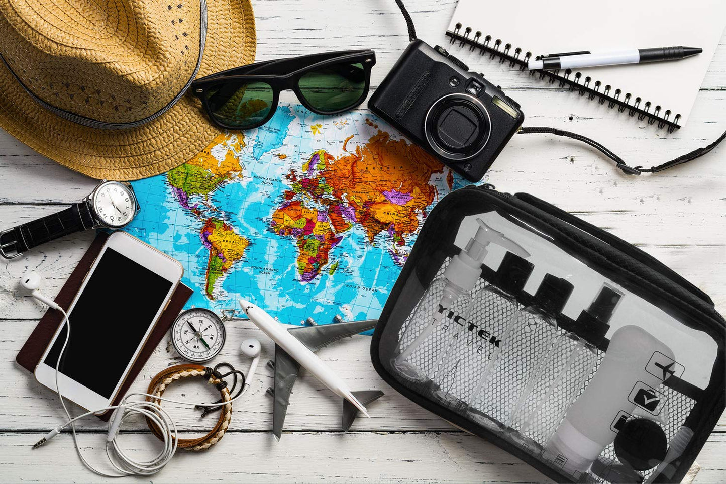 YICTEK Empty Plastic Travel Bottles Containers for Toiletries, TSA Approved Travel Size Toiletries Bottles Kit for Liquids Shampoo Conditioner Lotion, Carry-On Set for Women/Men