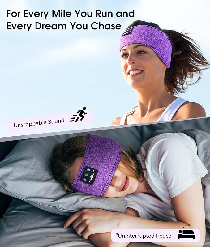 MUSICOZY Sleep Headphones Bluetooth 5.4 Headband, Wireless Earphones Music Sleep Earbuds Sleeping Eye Mask with HD Stereo Speakers for Workout Running Travel Yoga, Ideal Gifts for Women Men