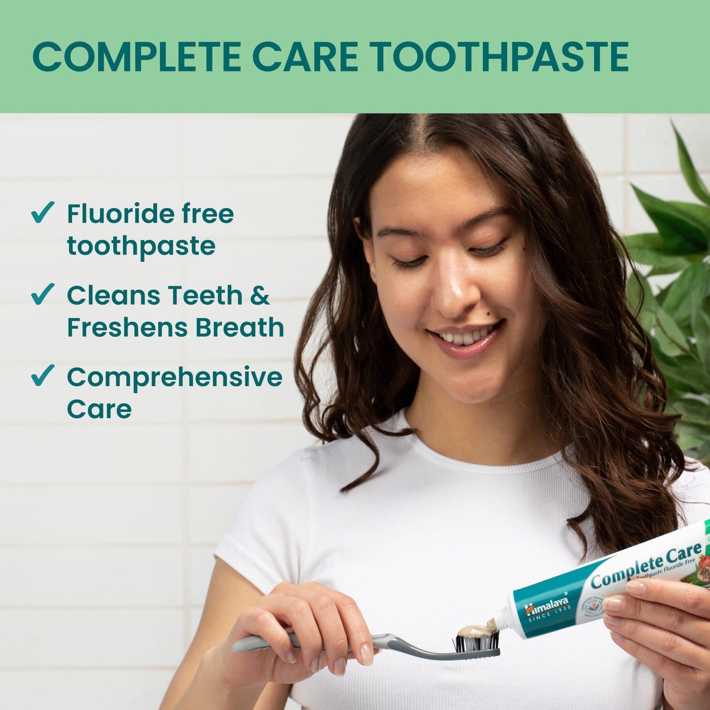 Himalaya Complete Care Toothpaste, Fights Plaque, Freshens Breath, Fluoride Free, Plant-Based, with Neem, Pomegranate, No Artificial Flavors, Cruelty Free, Mint Flavor, 6.17 Oz, 2 Pack…