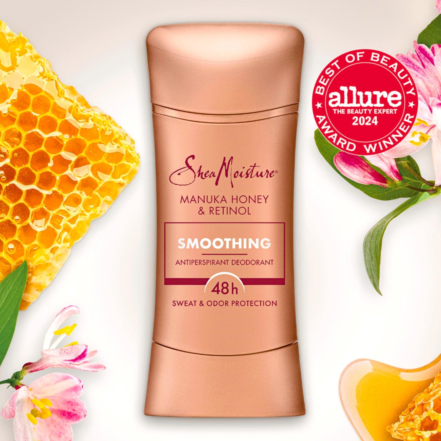 SheaMoisture Antiperspirant Deodorant Stick Smoothing Manuka Honey & Retinol (Pack of 2) for 48HR Sweat & Odor Protection with No Parabens & No Mineral Oil 2.6 oz