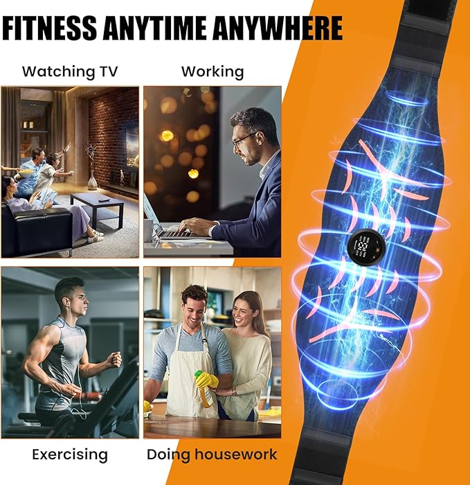 Ab Stimulator Muscle Toner Belt - Power Ab Electronic Muscle Stimulator with 6 Modes 18 Intensity Levels, Ab Stimulator for Men & Women - Abdominal Muscle Stimulator Belt for Home, Office, Gym 3 Pack