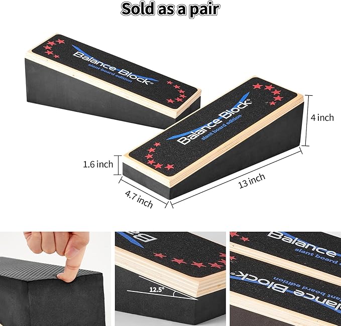 Balance Blocks 2-in-1 Slant Board – 2 Pcs for Ankle and Calf Stretching Physical Therapy, Portable Balance Trainer for Core Strength, Stability, and Athletic Performance