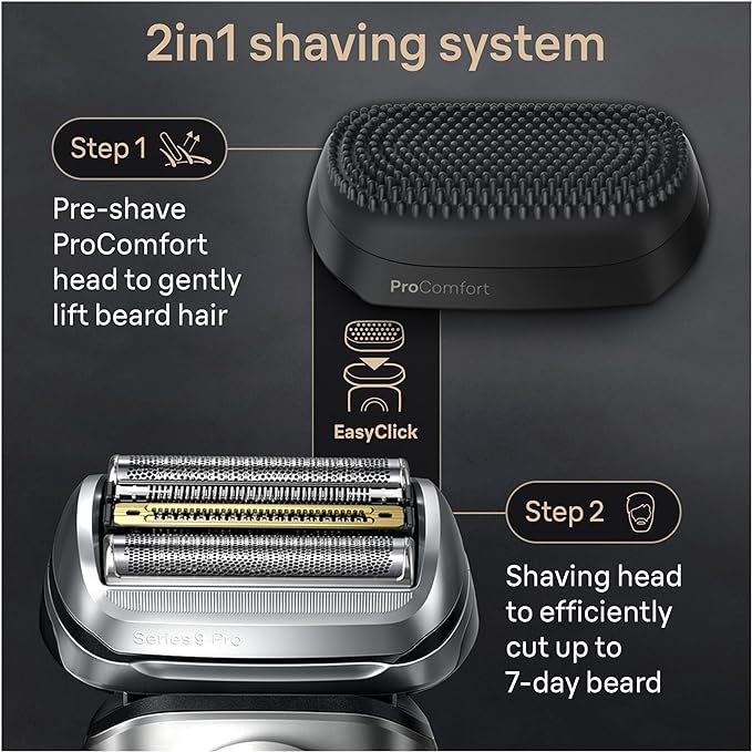 Braun Series 9 PRO+ Electric Razor for Men, 5 Pro Shaving Elements and Shave-Preparing ProComfort Head for Closeness & Skin Comfort, 6in1 SmartCare Center, Wet or Dry Use, Charging Stand, 9597cc