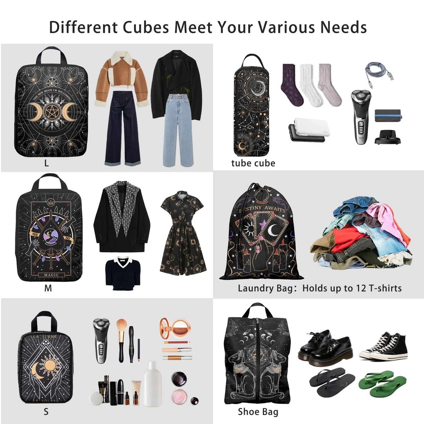 Hitanfe 6 Pcs Compression Packing Cubes for Travel Suitcases, Luggage Organizer Nylon Washable Storage Bags Set - Packaging Cubes for Backpack Travel Perfect for Women Clothes Carry-Ons and Storage