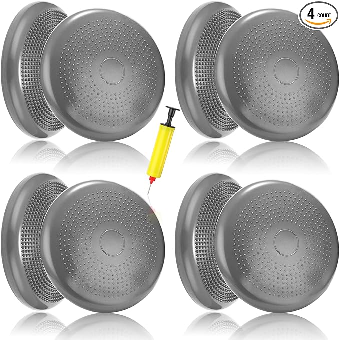 Jerify 4 Pcs Wiggle Seat Flexible Inflated Wobble Cushion Stability Balance Pad Balance Disc Sensory Seat for Men Women Fitness Physical Exercise Improving Posture Home Office