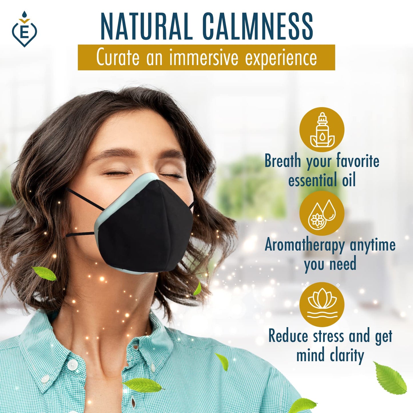EsScents Aromatherapy Inhaler Scented Mask - Essential Oils Personal Diffuser - Discrete Essential Oil Inhaler Mask - On-The-Go Essential Oils Sniffer, Wearable Vapor Inhaler - Soft Silicone Face Mask