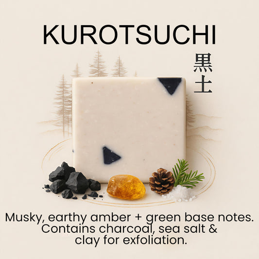 Matsuri Soap Bar | 5 oz | 3 Pack | Cold Process & Natural Ingredients | Moisturizing & Exfoliating | No Harmful Additives | (Mt Fuji/Midor Scrub/Kurotsuchi)