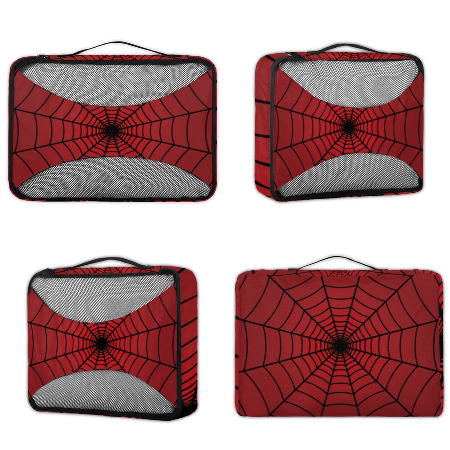 Spiders Web Red Compression Packing Cubes for Travel,Expandable Cubes Storage Bag Carry on Luggage Organizers for Toiletry Clothes Shoe Accessories 4 Set