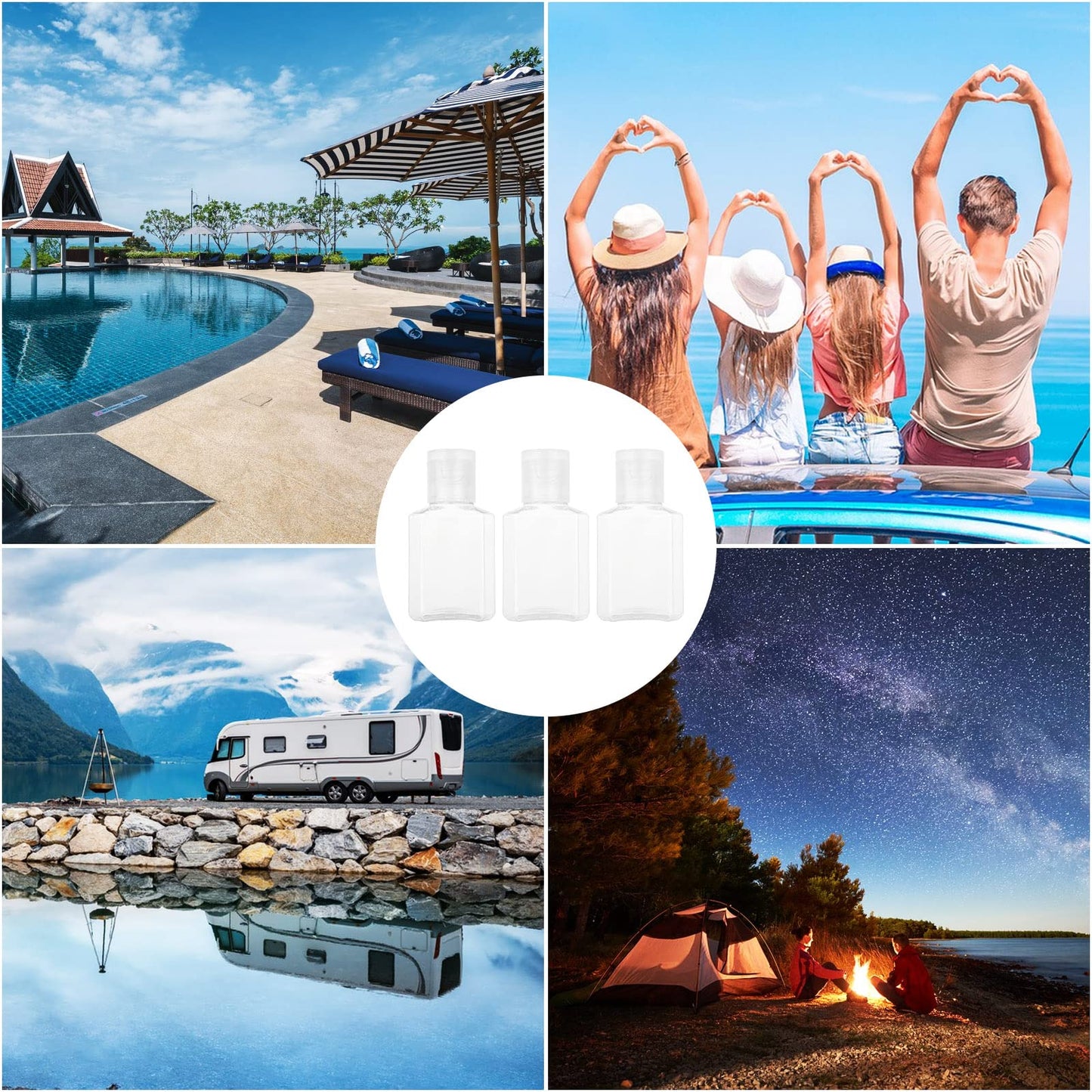 100PCS 1oz Travel Bottles with Caps Mini Small Plastic Travel Shampoo Bottles Empty Bottles, Refillable Cosmetic Containers with Flip Cap Clear Small Bottles for Liquid, Lotions, Toner, Body Soap