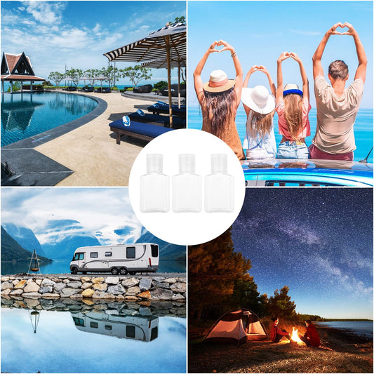 100PCS 1oz Travel Bottles with Caps Mini Small Plastic Travel Shampoo Bottles Empty Bottles, Refillable Cosmetic Containers with Flip Cap Clear Small Bottles for Liquid, Lotions, Toner, Body Soap