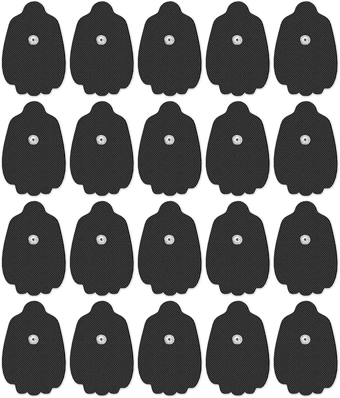 20-Pack TENS Unit Replacement Pads, Long-Lasting Snap Electrodes for 50 Times of Use per Pad, Latex-Free TENS Pads Set Compatible with TENS EMS Devices Using 3.5mm Button Lead Wires Black