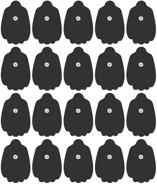 20-Pack TENS Unit Replacement Pads, Long-Lasting Snap Electrodes for 50 Times of Use per Pad, Latex-Free TENS Pads Set Compatible with TENS EMS Devices Using 3.5mm Button Lead Wires Black