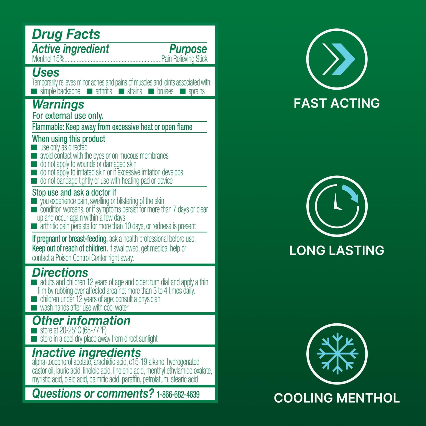 Biofreeze Dry Stick, Mess-Free Relief for Neck, Shoulder, Knee, Hip, Hand & Joint, Cooling Menthol Pain Relief Stick, Up to 100 Uses