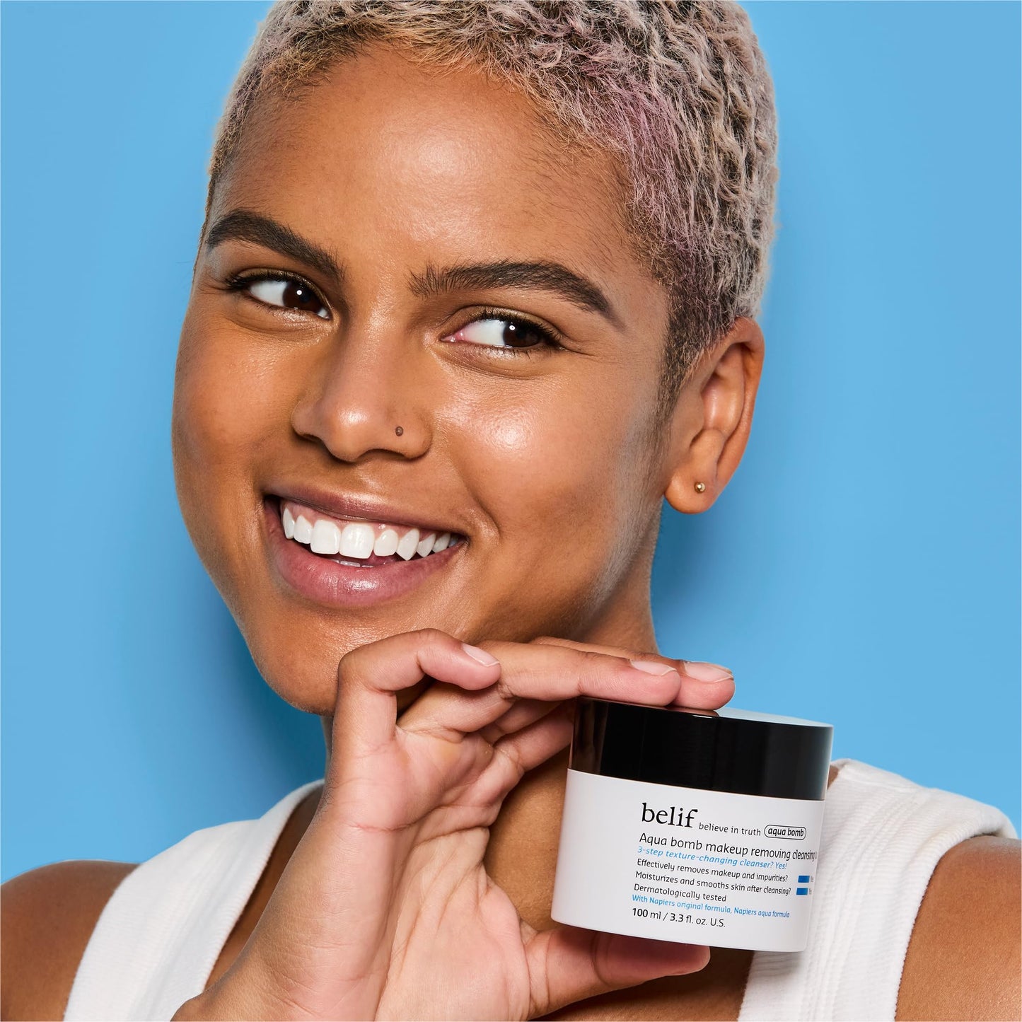 belif Aqua Bomb Cleansing Balm Makeup Remover, Hydrate & Deep Cleanse in 1 Step, No Mess Clean Up, Melt Away Makeup & SPF, Balm to Oil Cleanser Formula, No Oily Residue, Korean Skin Care