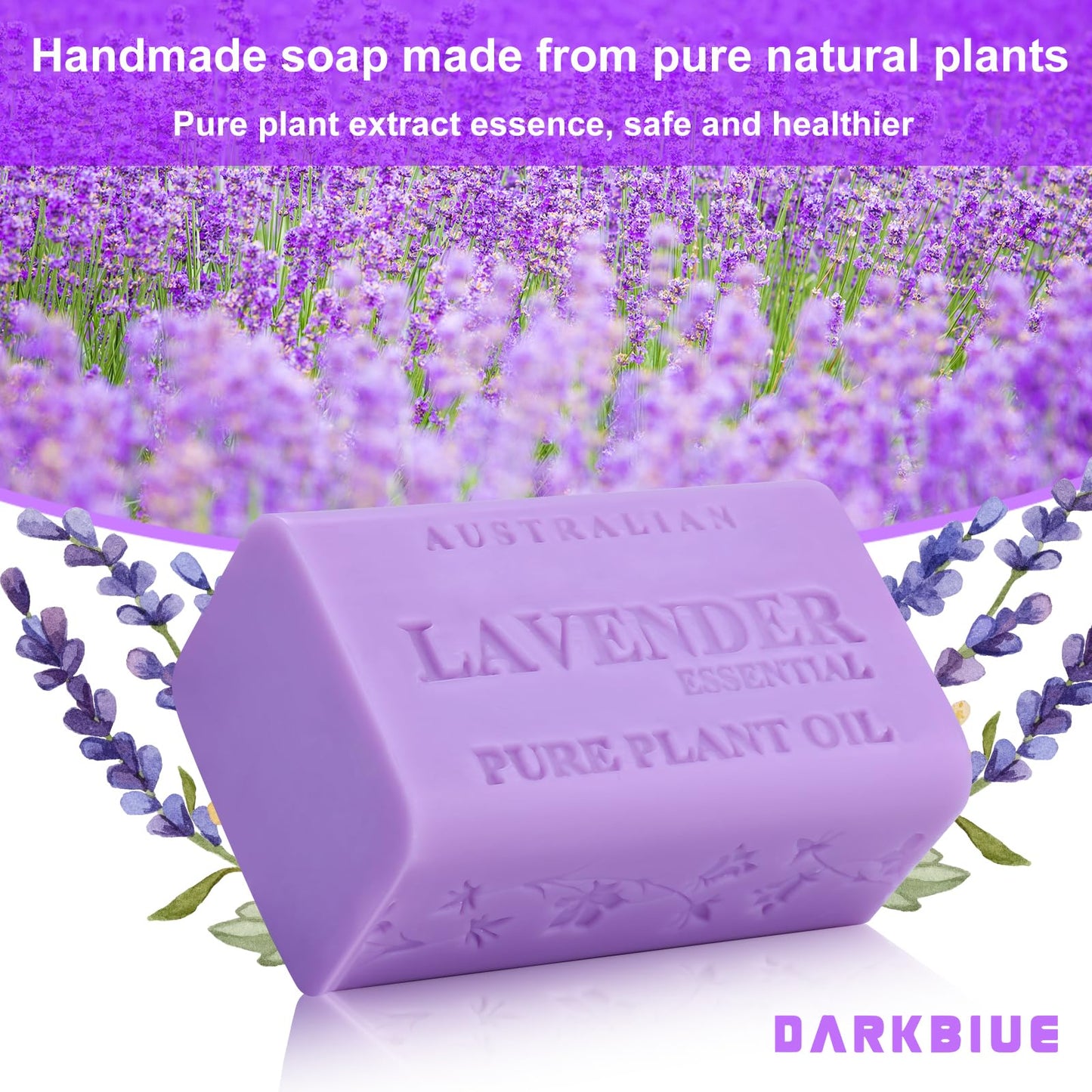 DarkBlue-australian natural bath and body soap bars;great scent(fragrance smell);cleansing well;skin feeling soft;wash hair;shea moisture soap bars;lavender bar (Essential Lavender)