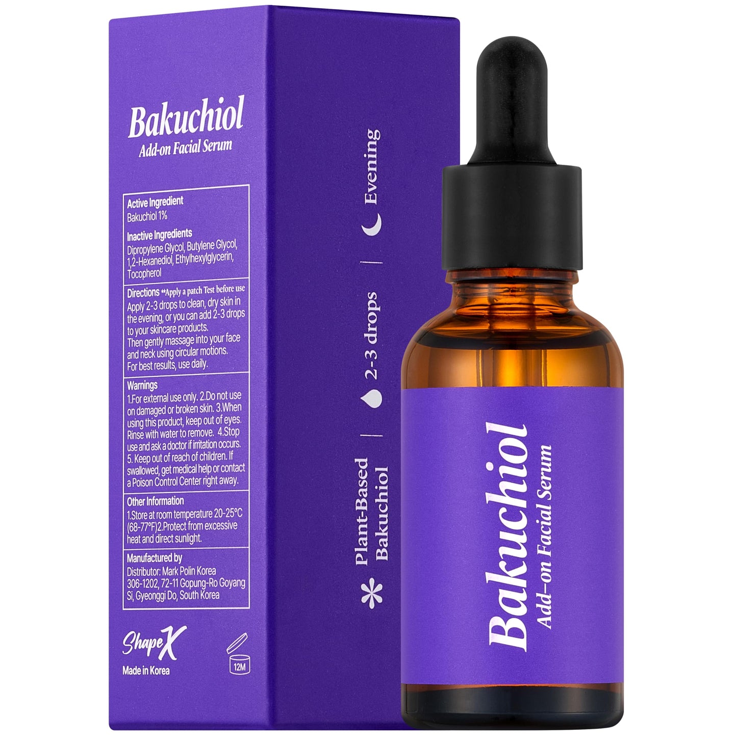 Add-on Bakuchiol Serum for Face -10,000 ppm – Korean Bakuchiol Plumping Serum - Customizable Retinol Alternative Add-On for Skincare Routines