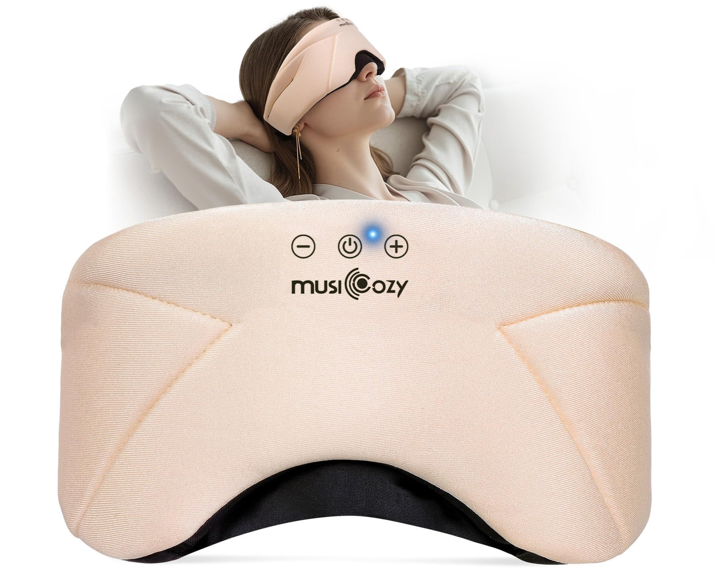 MUSICOZY Sleep Headphones, Bluetooth 5.4 Sleep Mask, Washable Zipper Eye Mask with HD Stereo Speakers, Cooling Ice Silk Fabric, 14H Playtime Wireless Headband Headphones for Side Sleepers