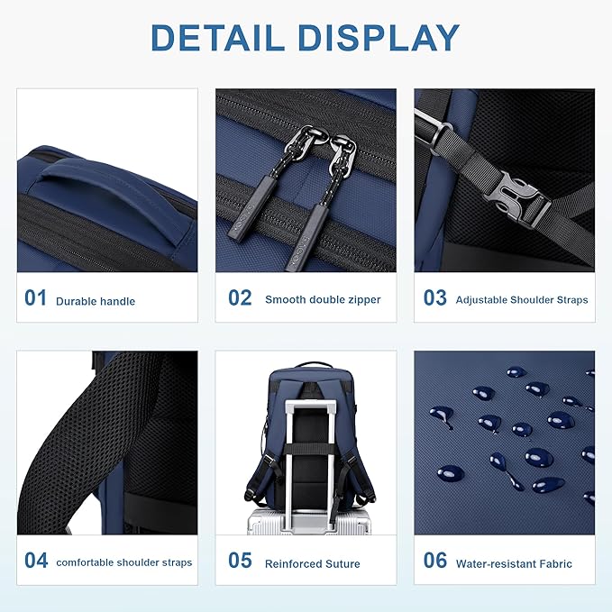 Carry On Travel Backpack, 35L-40L Expandable Extra Large Airline Approved,Lightweight Daypack for Men and Women