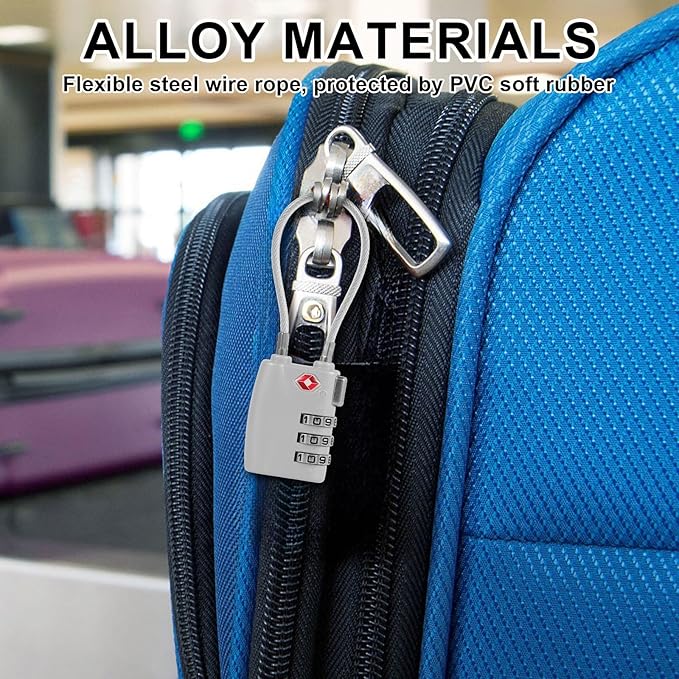 1Pcs Luggage Locks 3 Digit Travel Combination Locks Portable Small Combination Padlocks Zinc Alloy Suitcase Locks for Travel Bag Suitcase Lockers Backpack,Silver