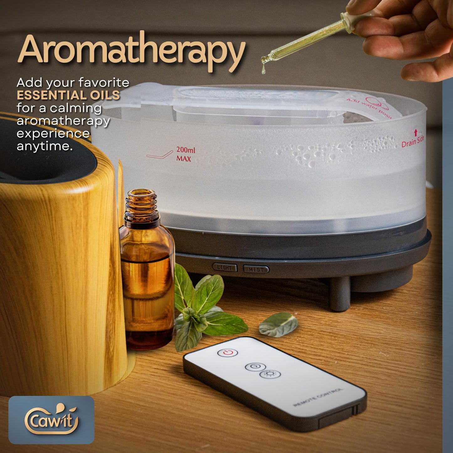 Portable Humidifier & Diffuser with Colored Flames – Bluetooth Speaker & Aromatherapy | Small Warm Mist Humidifier - Essential Oil Scent Diffuser & Air Freshener for Home, Bedroom, Office & Travel