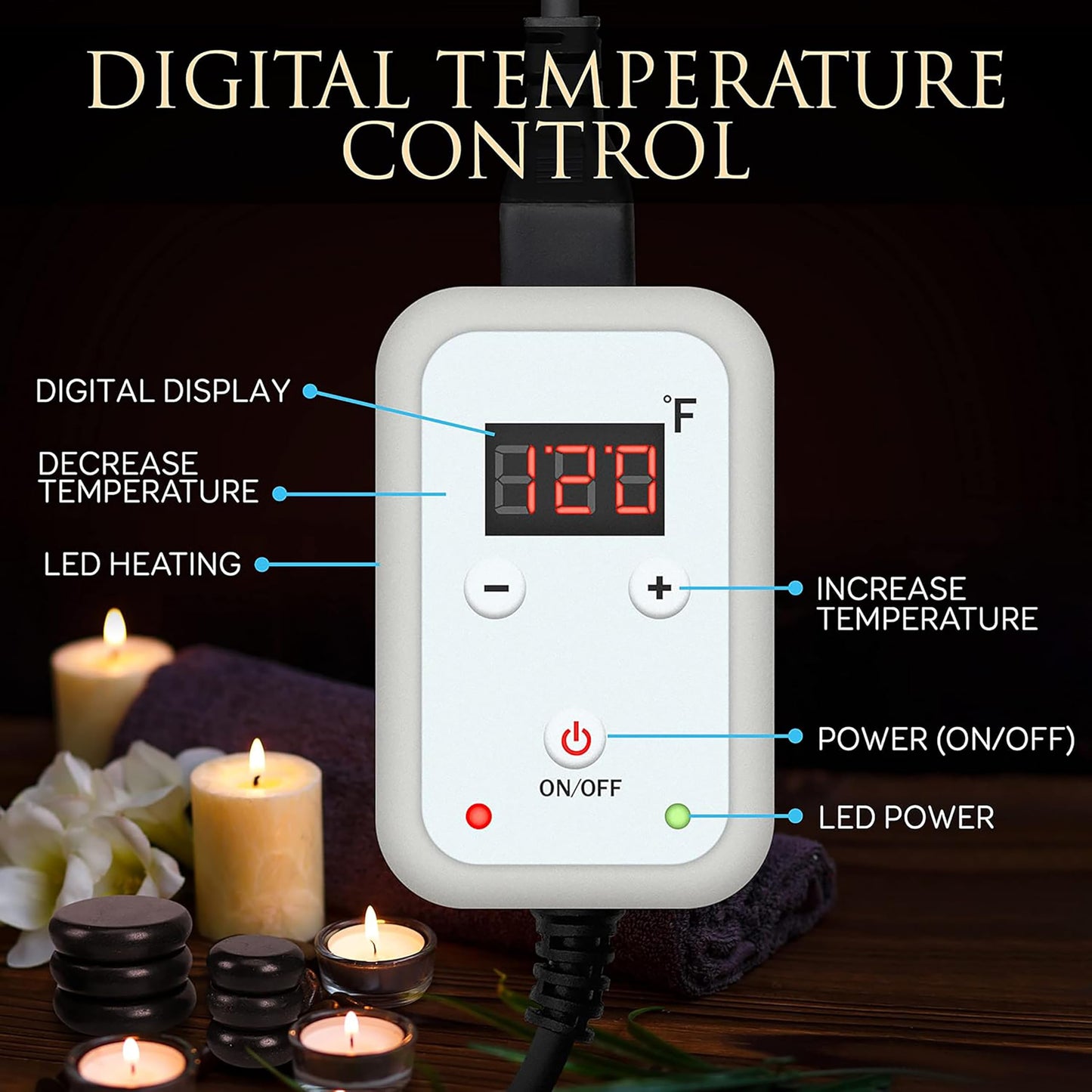 SereneLife Massage Stone Heater Box Set-Electric Spa Portable Heated Rocks Massage Stones and Warmer Set - Heat Rock Massaging Kit 12 Large/Small Black Stone Set w/Bamboo Heating Case PSLMSGST65.5