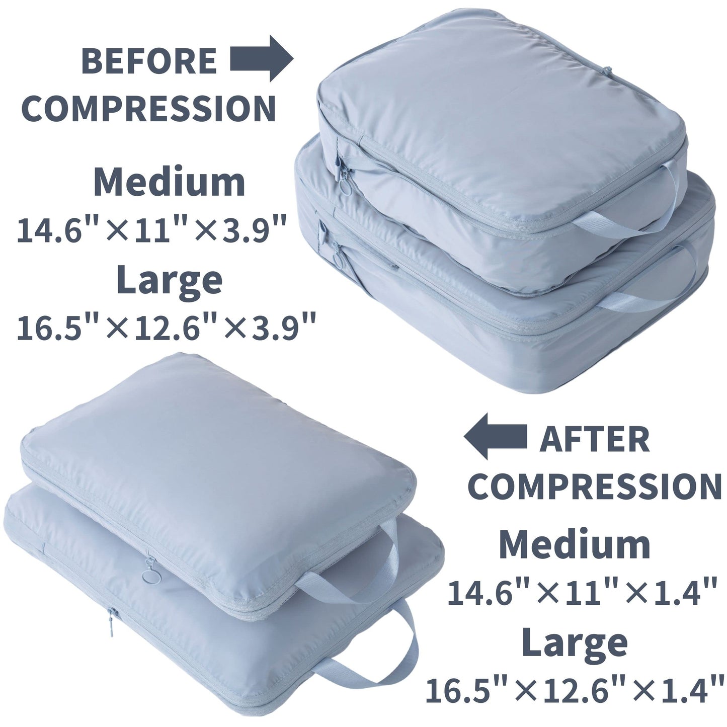 tianzong Compression Packing Cubes for Suitcases, Luggage Organizer Bags Set for Travel (Beige, 2 Pack Medium)