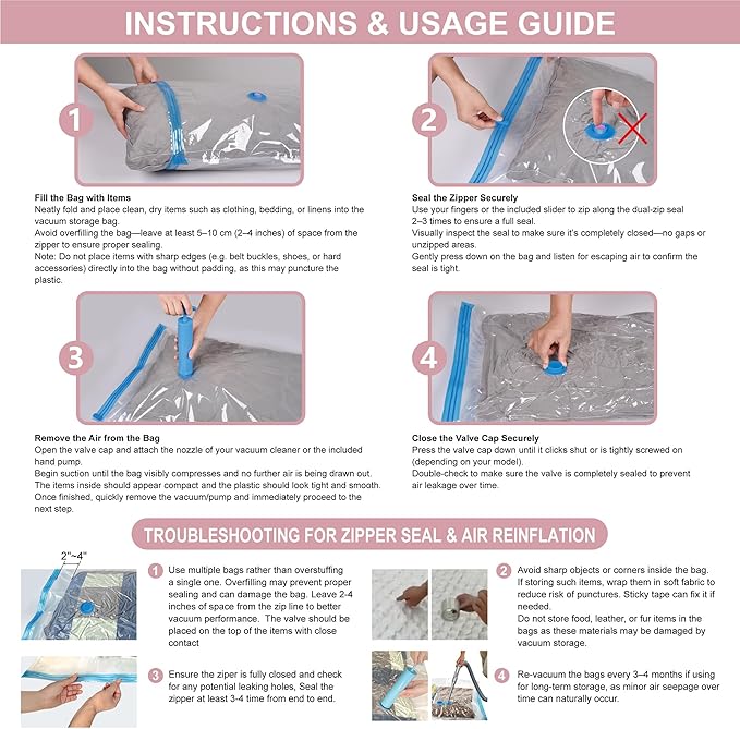 6 Pack XXL Jumbo Vacuum Storage Bags, Extra Large Vacuum Seal Bags for Comforters, Bedding, Blanket Storage, Giant Space Saver Bags for Huge Stuffed Toy (47.2x35 in)