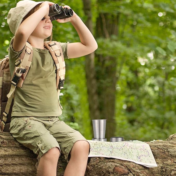 10 Pieces Collapsible Shot Glasses Stainless Steel Collapsible Cup Reusable Portable Travel Folding Cup with Lid and Keychain for Camping Hiking Cycling(5 oz)