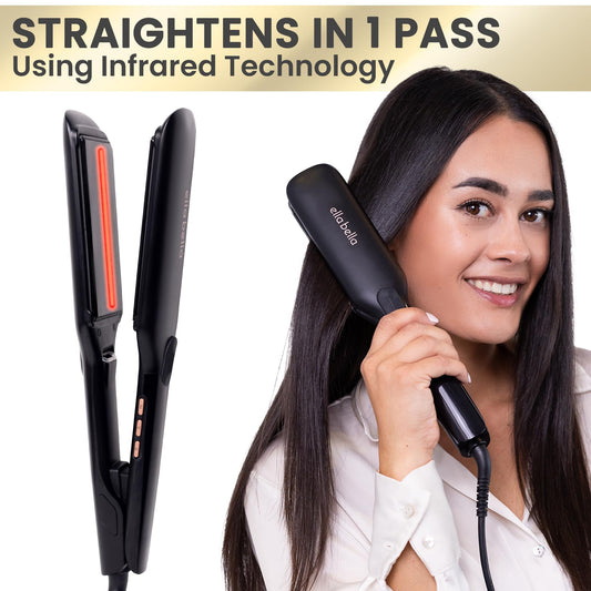 ELLA BELLA® Titanium Flat Iron Hair Straightener (with Infrared) • Professional Straightening Iron • Digital Display to Accurately Control Temperature • As Featured in Good Housekeeping
