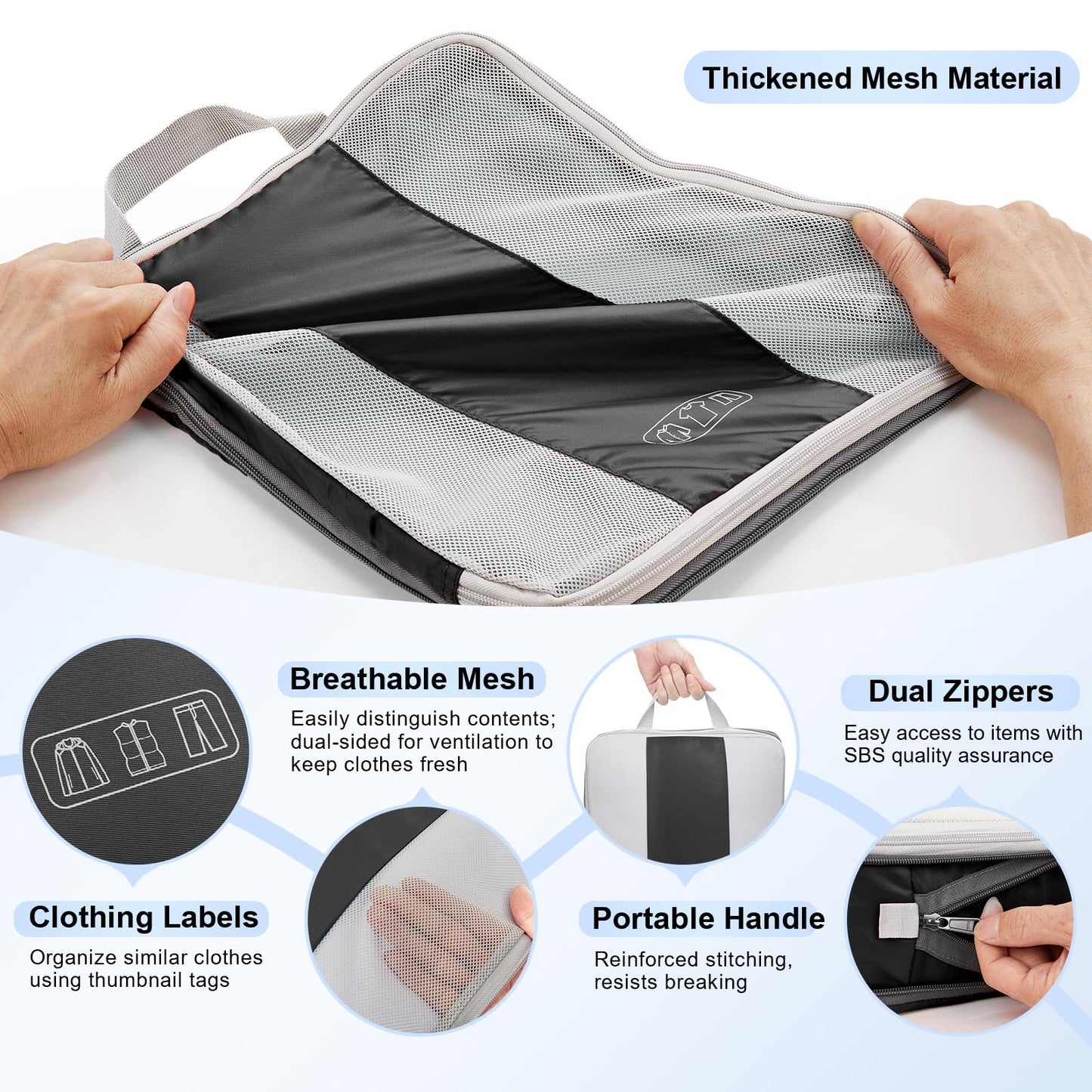 10 Set Compression Packing Cubes for Travel Essentials,Compressible Expandable Packing Cubes for Suitcase,OlarHike Luggage Organizer Bags for Travel,Handy Helper for Organizing Clothes(Black)