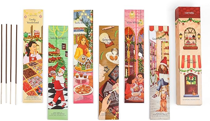 Carnatia Santa's Bakery Incense Set – 6 Warm & Cozy Scents | Holiday-Inspired Aromas for Year-Round Comfort & Joy!