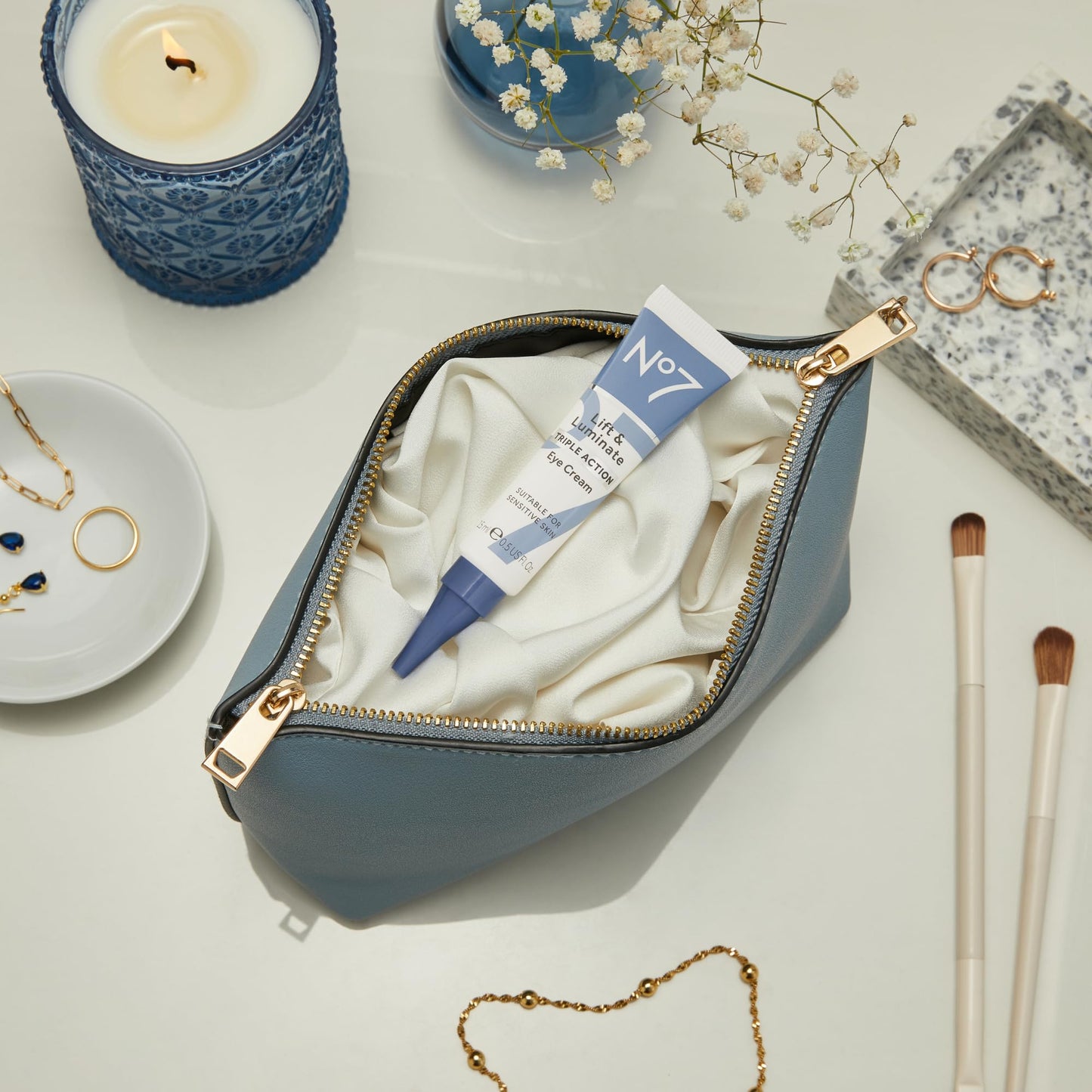 No7 Lift & Luminate Triple Action Under Eye Cream - Dark Circles Under Eye Treatment with Vitamin C & Collagen Peptide Technology - Helps Reduce Puffiness, Bags & the Appearance of Wrinkles (0.5 Oz)