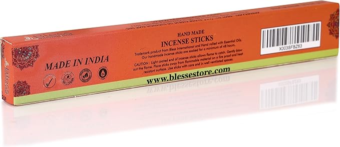 Bless-Orange-Blossom 100%-Natural-Handmade-Hand-Dipped-Incense-Sticks Organic-Chemicals-Charcoal-Free Purification-Relaxation-Positivity-Yoga-Meditation Best-Woods-Scent (25 Sticks (1.4 OZ))