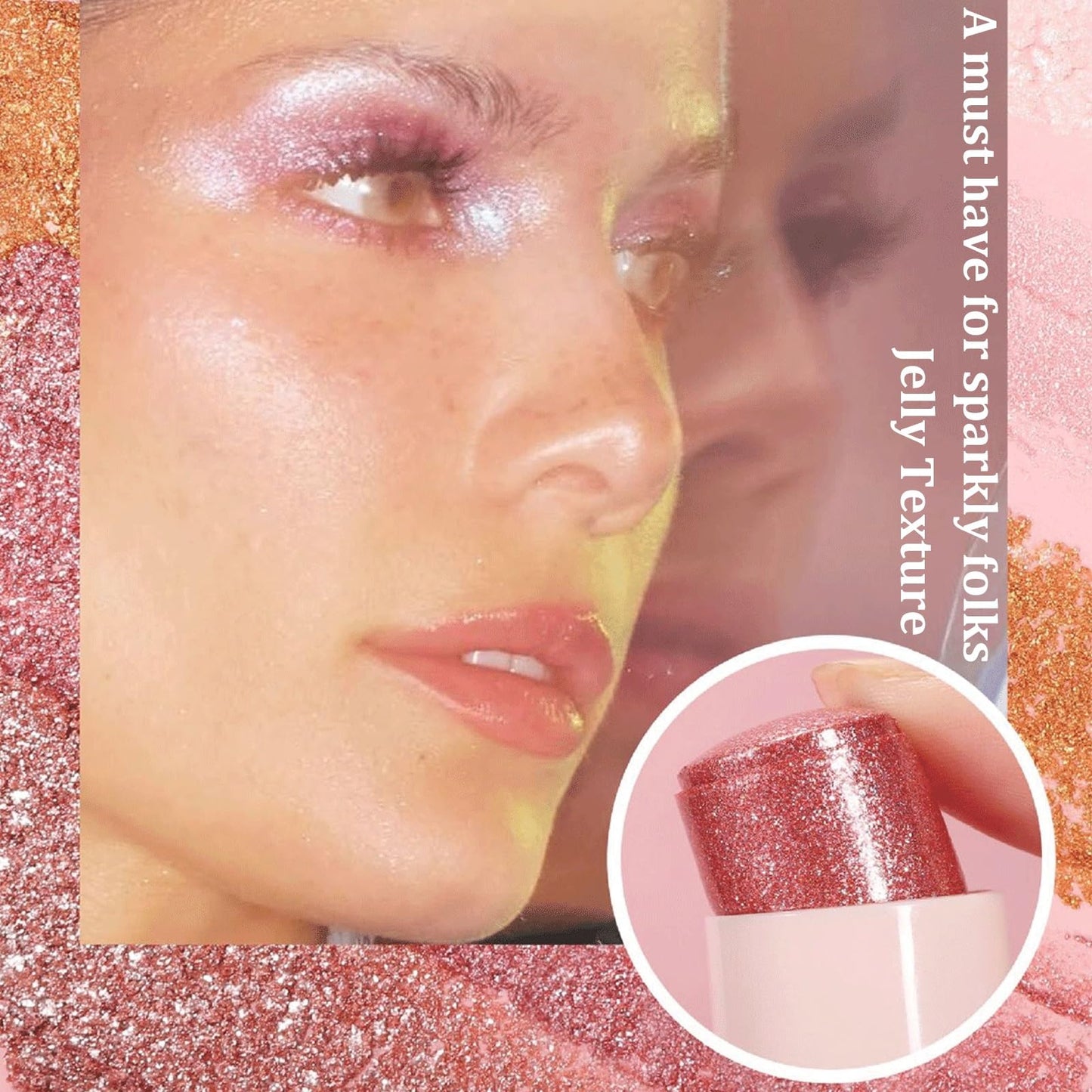 SWETIYOU Crystal Jelly Glaze Stick 3 in 1 Cream Highlighter Eye Shadow Stick Shimmer Lip Balm, Easy Blend & Long Lasting, For Face and Body(02)