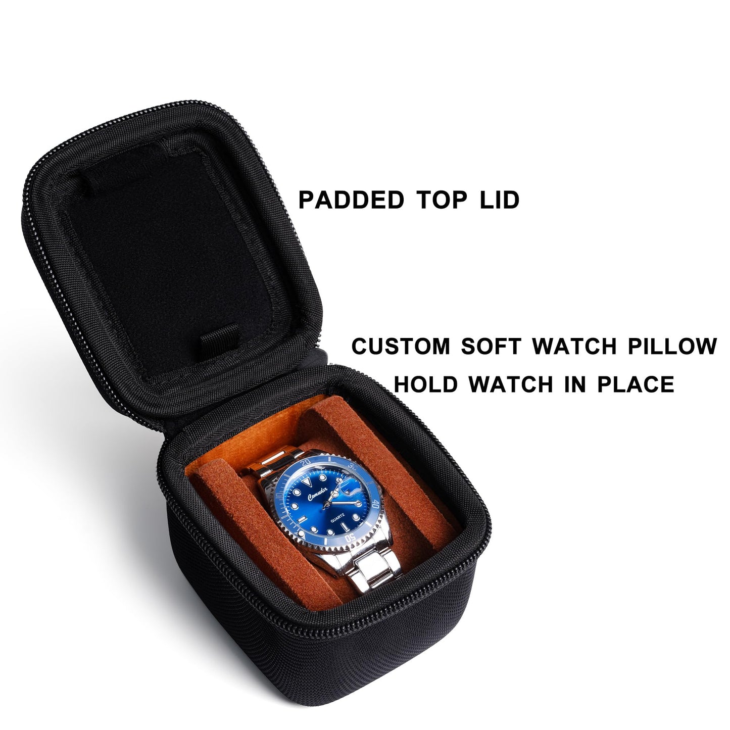 AMZSAFE single watch travel case, hard watch case with/compartment for jewelry organizer, rings bracelet cufflink organization