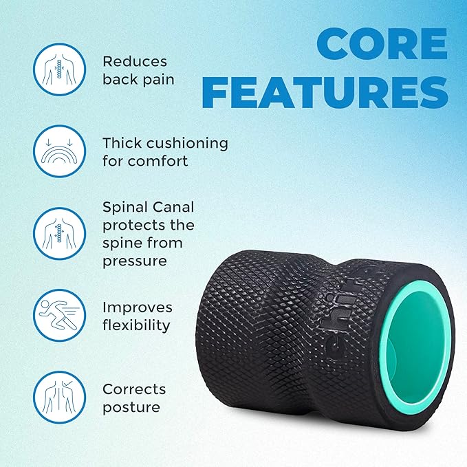 Chirp Wheel Foam Roller – Targeted Back & Neck Relief, Lumbar Spine Stretcher, Spinal Decompression Back Stretcher, Massage Roller with Density Foam for Physical Therapy, Supports 500lbs, 4-Inch Mint