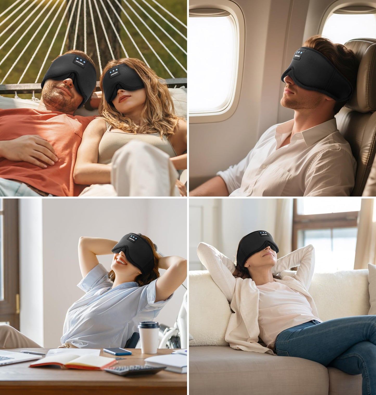 AHUIARGY Ice Silk Sleep Mask with Headphones, Sleep Headphones for Side Sleeper with 3D Cups, Bluetooth 5.4 Sleeping Eye Mask, Total Blackout Sleeping Headphones for Women Men(Black)