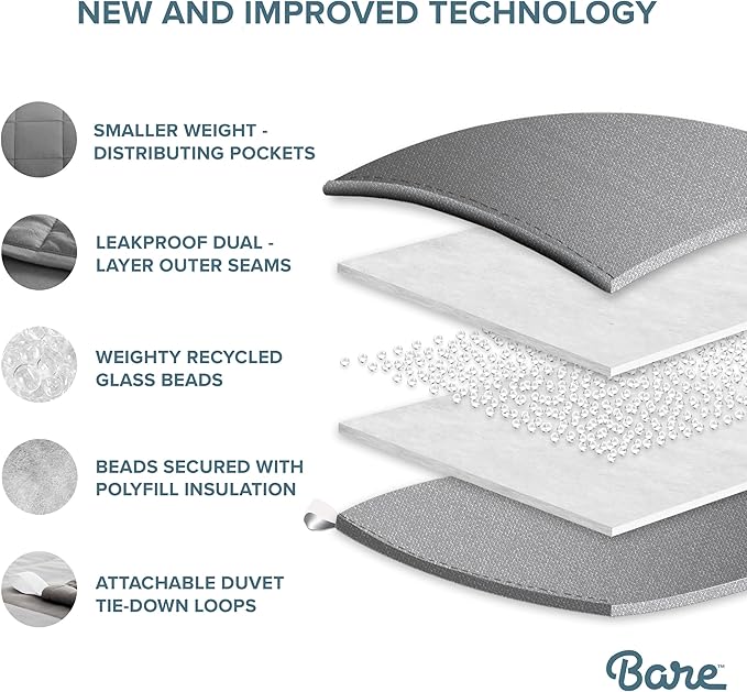 Bare Home Weighted Blanket Queen Size 17lb (60" x 80") for Adults - All-Natural 100% Cotton - Premium Heavy Blanket Nontoxic Glass Beads (Sand, 60"x80")