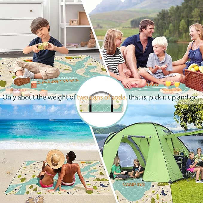 80"x60" Waterproof Picnic Blanket Large Outdoor Camping Blanket Foldable Picnic Camping Blanket Thicker Machine Washable Picnic Mat Portable Wearable for Picnics, Camping